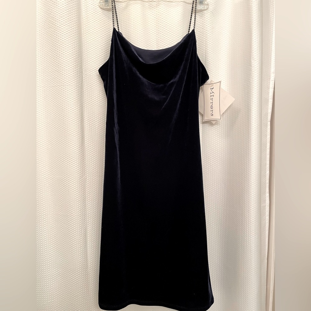 Deep dark blue velvet mini dress